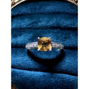 Lorenzo 925 Sterling Silver Citrine Solitaire Ring Size 9.5 Vintage China